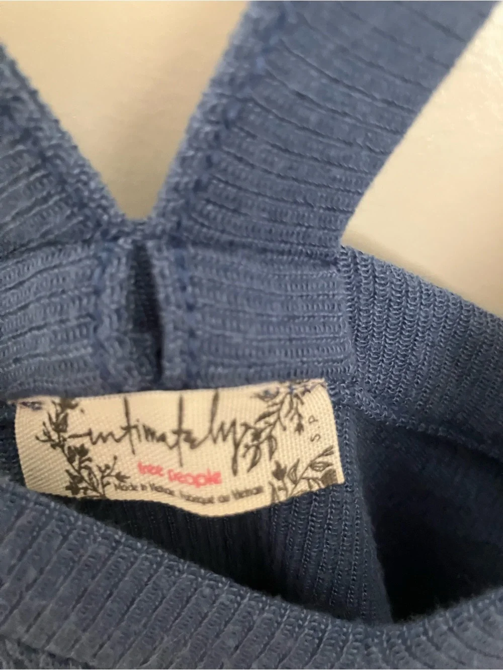 Free People, That Easy Tank, Ribbed V-Neck Tank Tops in Mauve and Denim Blue, S